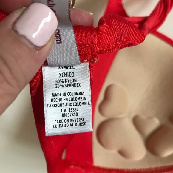 Luli Fama Bathing Swim Suit Red Molded Push Up Bandeau Halter Top NWT Size XS - Picture 9 of 10